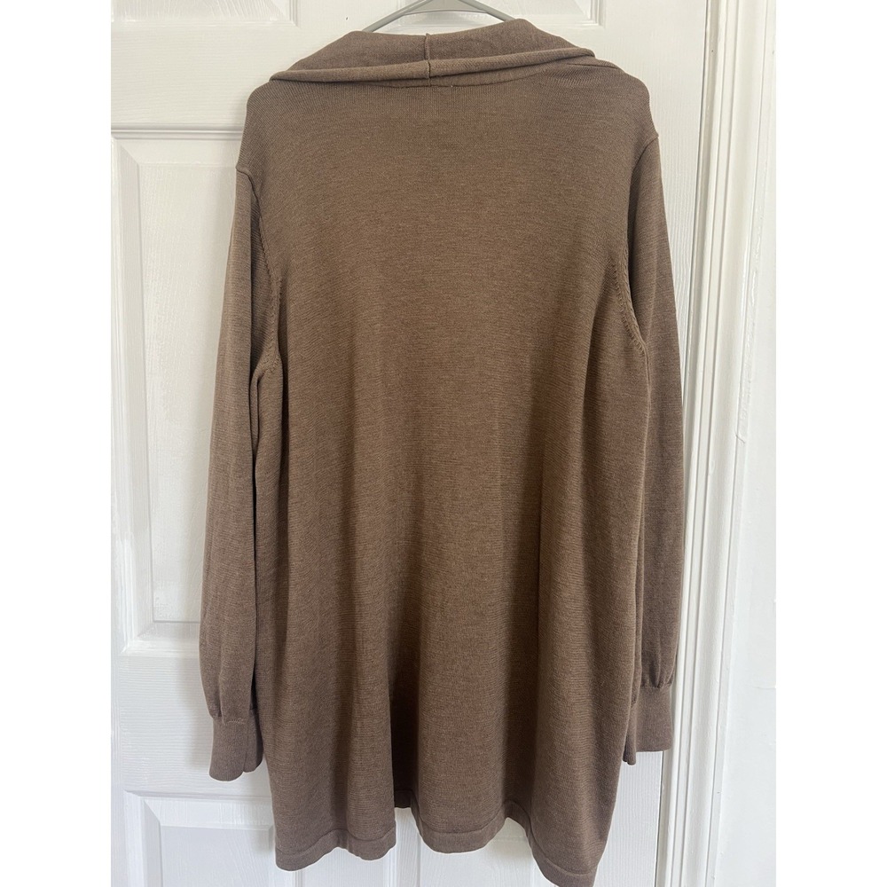 Nine West Jeans Open Front Cardigan Plus Size 3X Brown Soft Knit Cozy Sweater - Picture 3 of 7